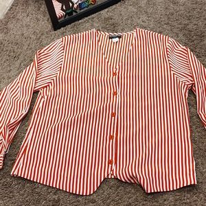 Red and white stripped blouse